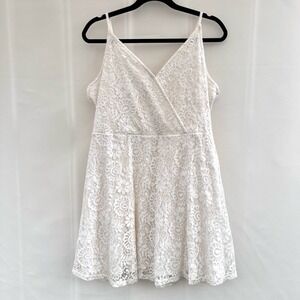 Ivory Lace Dress, Sleeveless Floral Mini Dress, V Neck, Party Cocktail LARGE